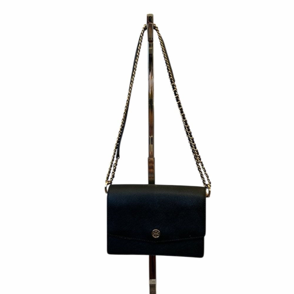 Tory Burch Black Robinson Convertible Leather Chain Crossbody